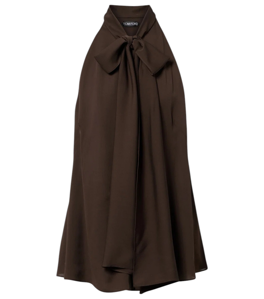 Tom Ford Tie-neck silk georgette top