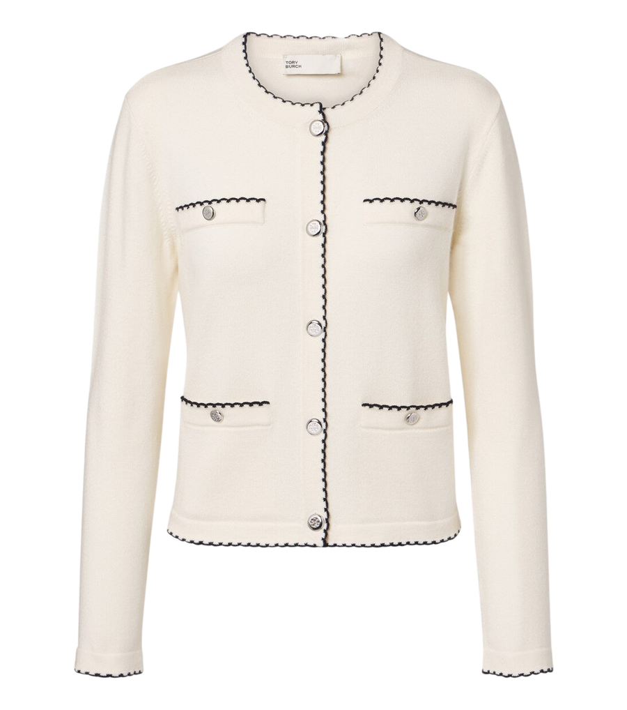 Tory Burch Kendra scalloped wool-blend cardigan