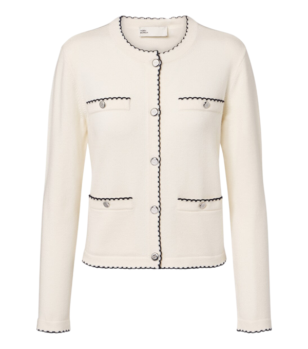 Tory Burch Kendra scalloped wool-blend cardigan