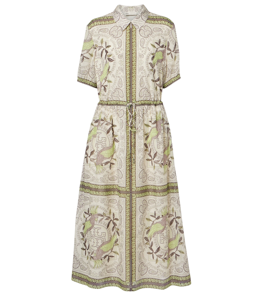 Robe midi imprimée en soie et coton Tory Burch