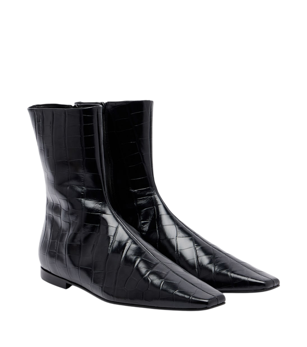 Toteme Croc-effect leather ankle boots