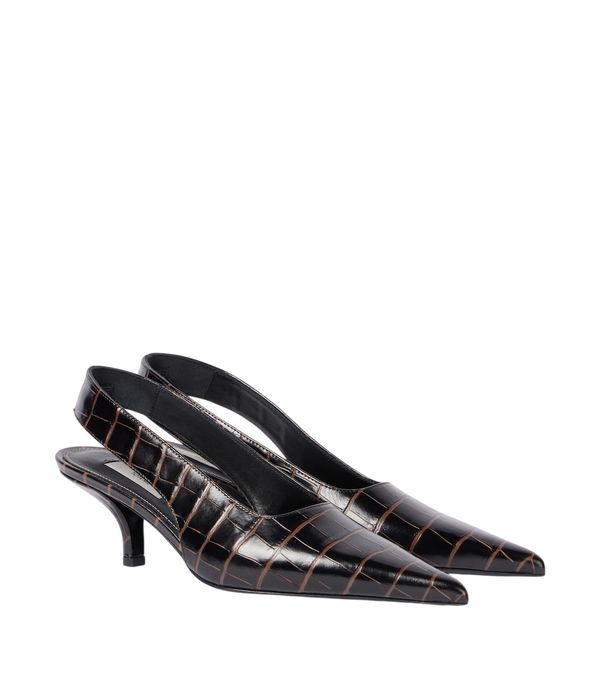Toteme Croc-effect leather slingback pumps