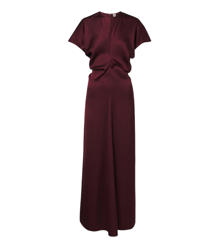 Vestido largo de satén crepé drapeado de Toteme