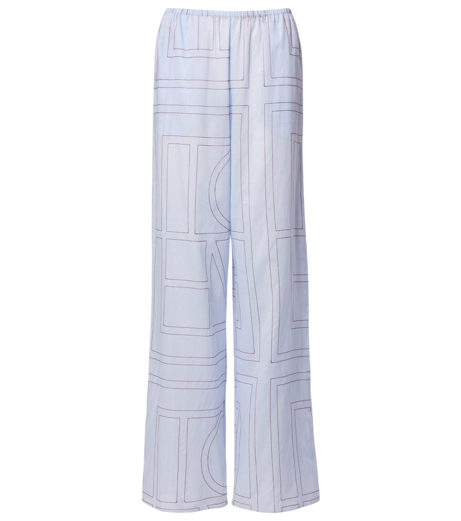 Toteme Embroidered cotton-blend poplin pajama pants