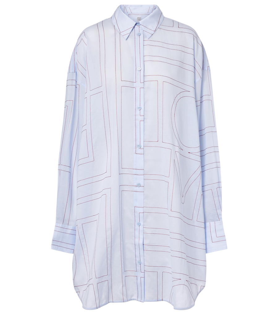 Chemise en popeline de mélange de coton brodée Toteme