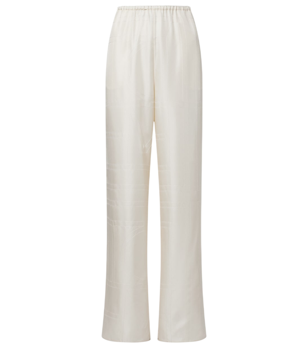 Toteme Embroidered silk satin pajama pants