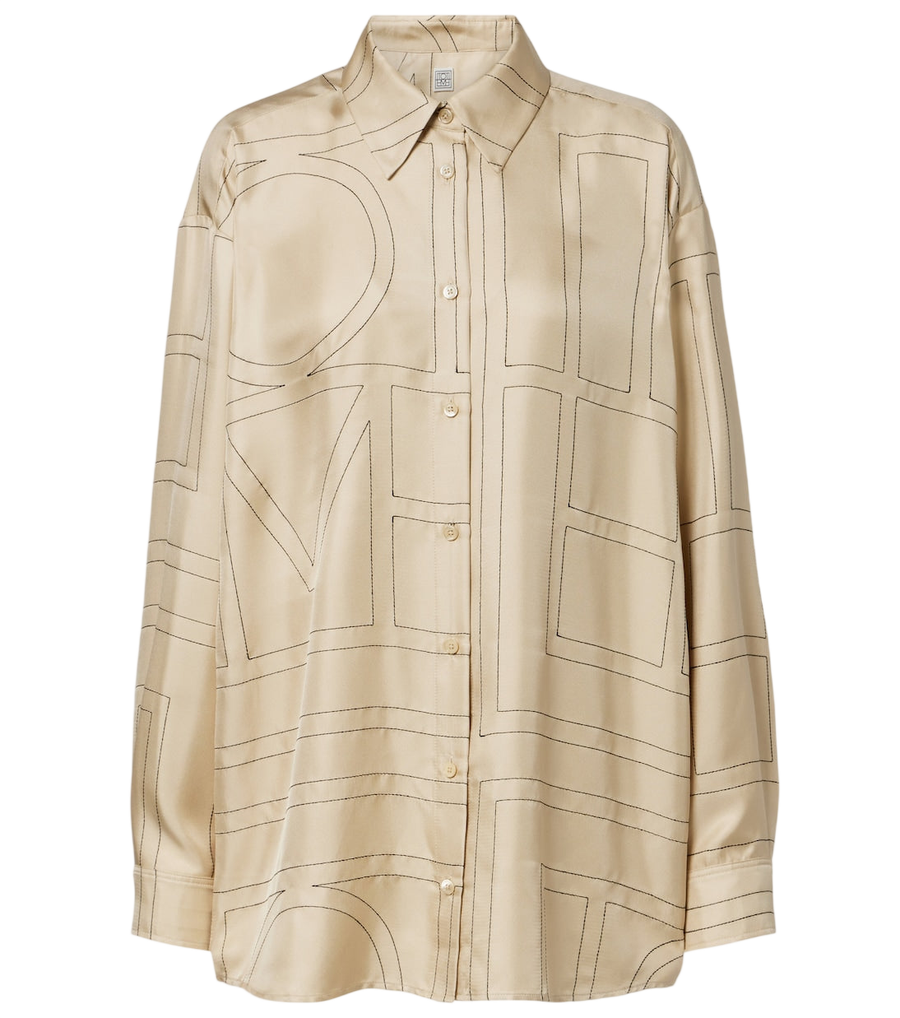 Toteme Embroidered silk satin shirt