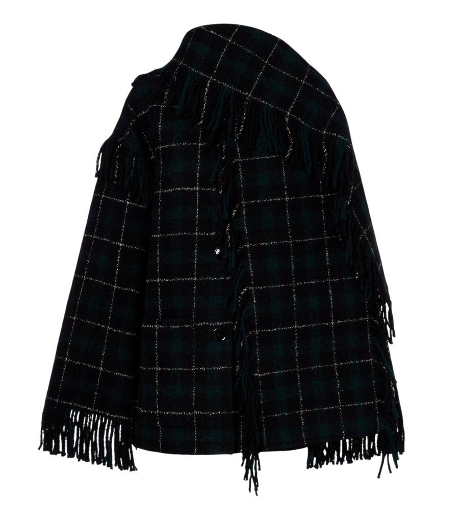 Toteme Fringed checked wool-blend coat