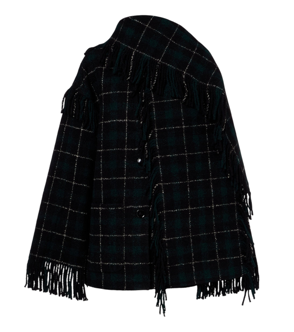 Toteme Fringed checked wool-blend coat