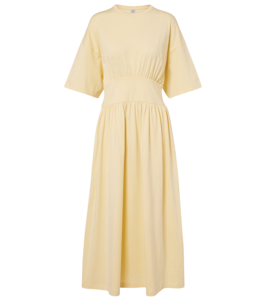 Toteme Gathered cotton jersey midi dress