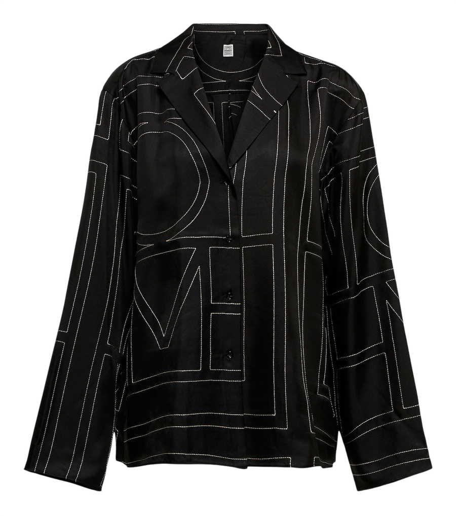Chemise en soie à logo brodé Toteme