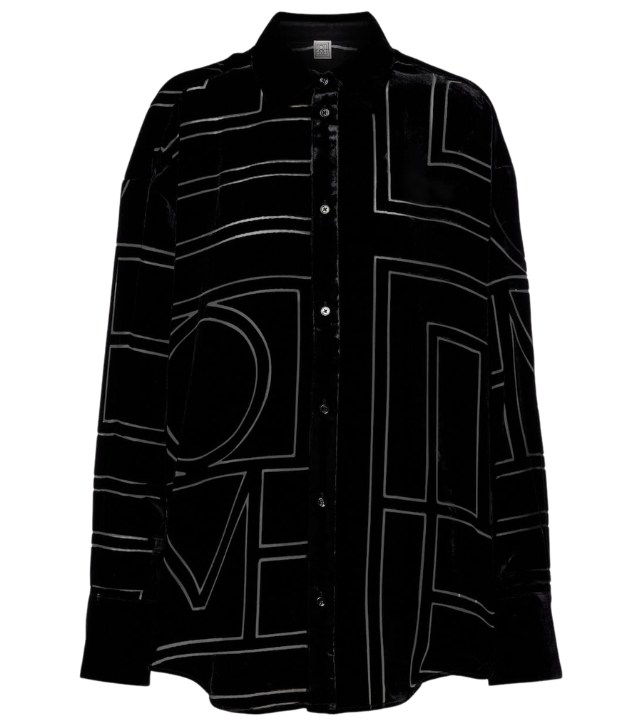 Chemise oversized à logo en velours dévoré Toteme