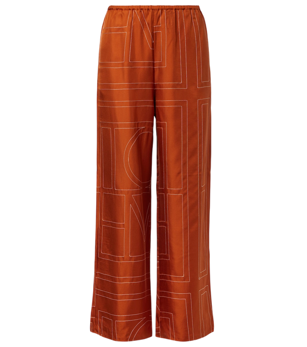 Toteme Monogram silk twill pajama pants