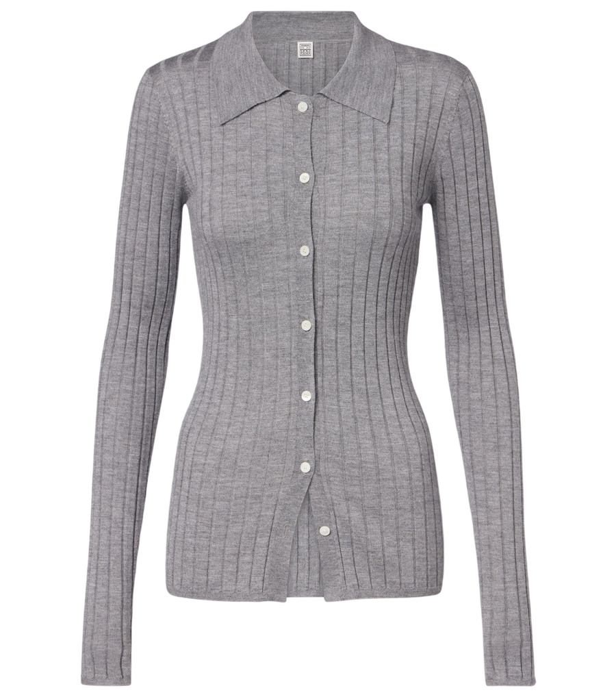 Toteme Ribbed-knit cashmere and silk cardigan
