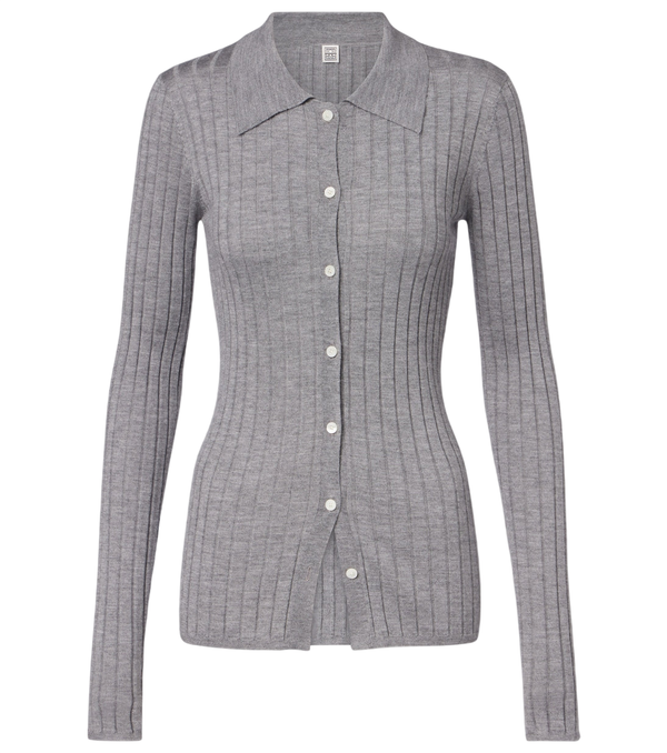Toteme Ribbed-knit cashmere and silk cardigan