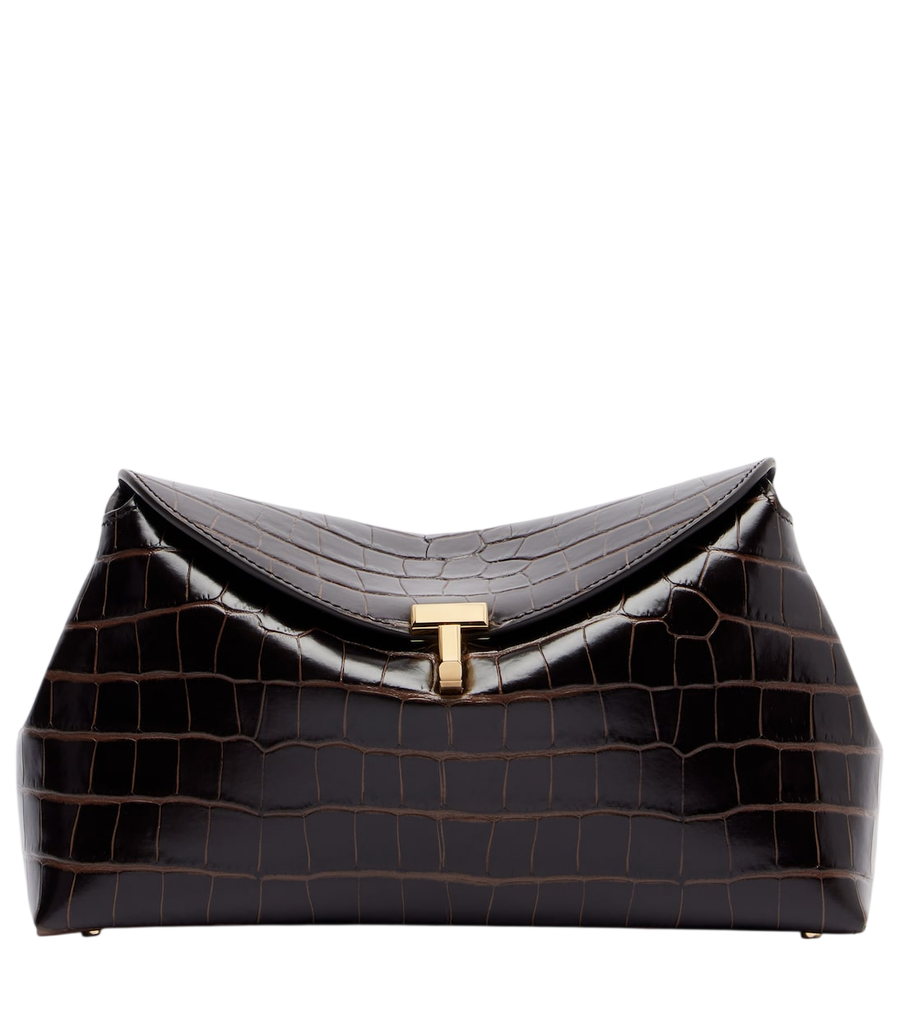 Pochette Toteme T-Lock en cuir façon croco