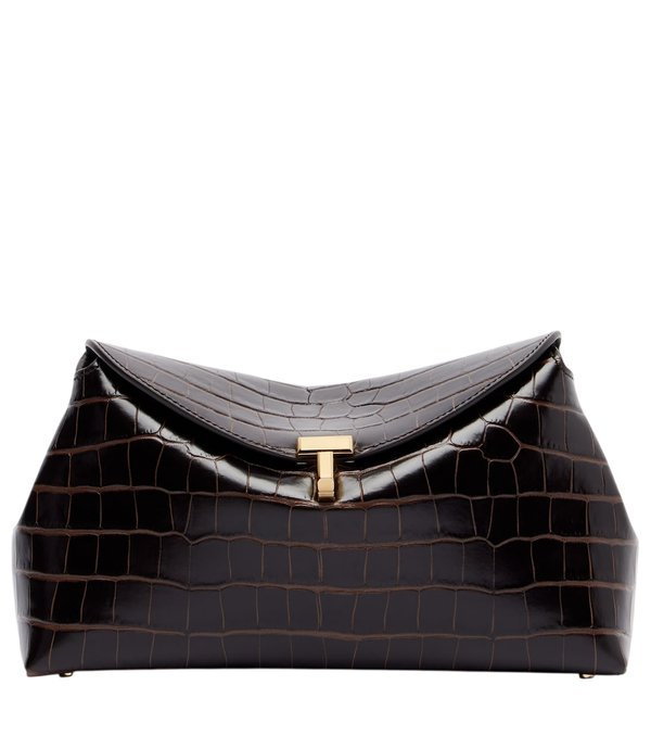 Bolso de mano Toteme T-Lock de piel con efecto cocodrilo