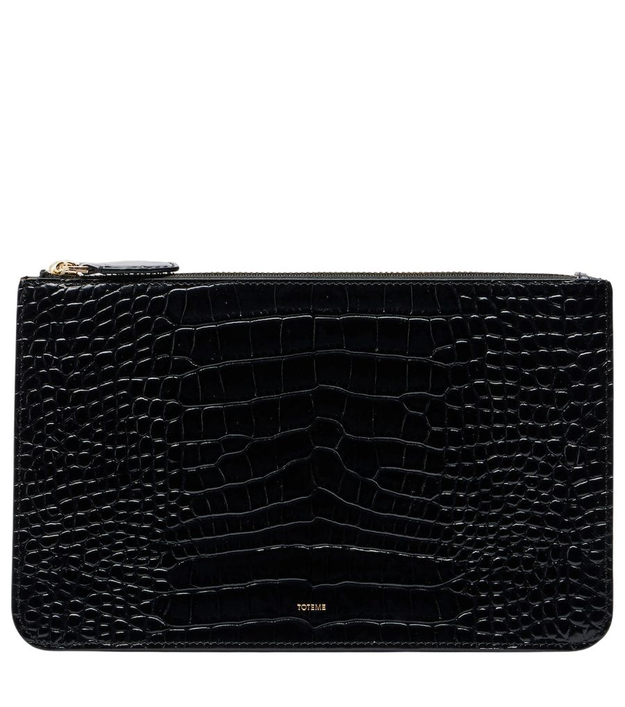 Toteme Threefold croc-effect leather clutch