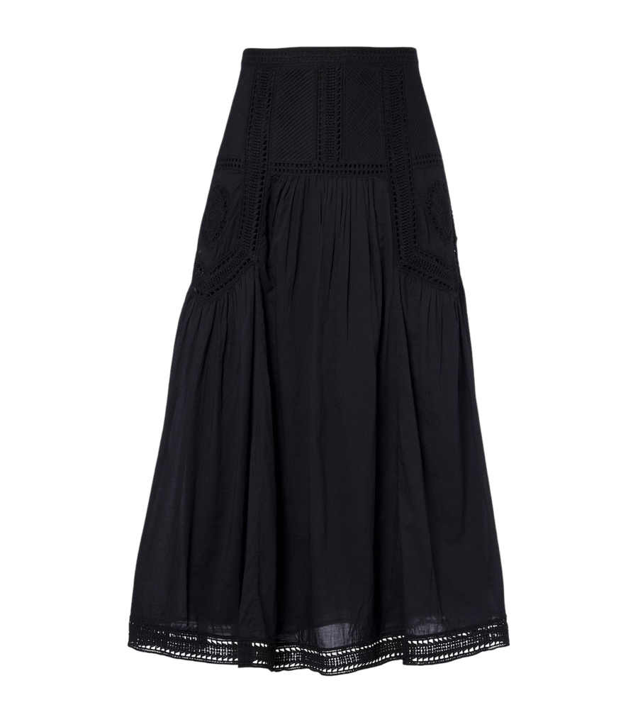 Ulla Johnson Alice embroidered tiered cotton midi skirt