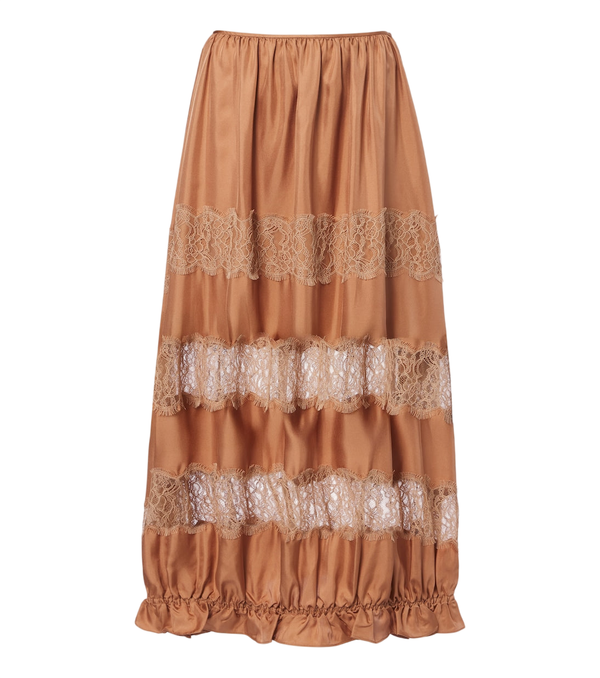 Ulla Johnson Saia longa de seda com detalhes em renda Chantal
