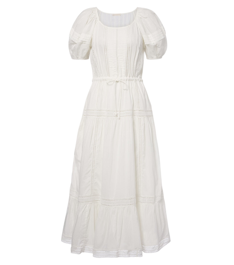 Ulla Johnson Isolde embroidered tiered cotton midi dress