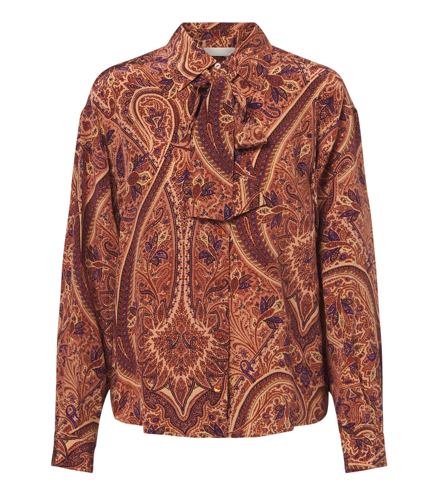Ulla Johnson Blusa Lise de crepe de seda com laço no pescoço