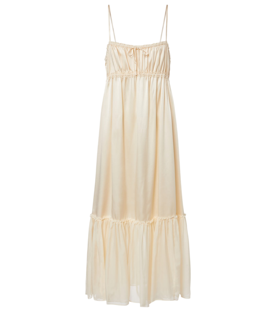 Vestido midi de seda fruncido Marielle de Ulla Johnson