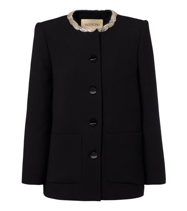 Valentino Embellished virgin wool crêpe jacket