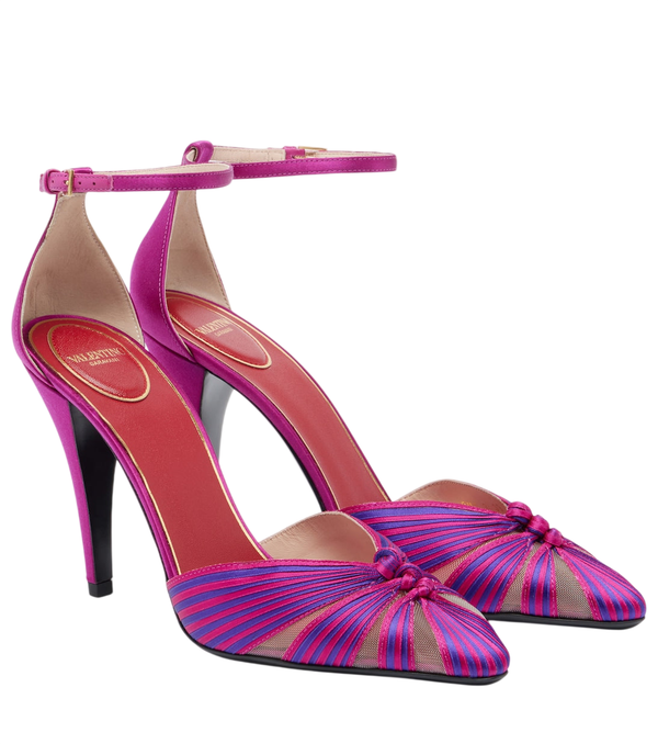 Valentino Garavani Annine leather-trimmed satin pumps