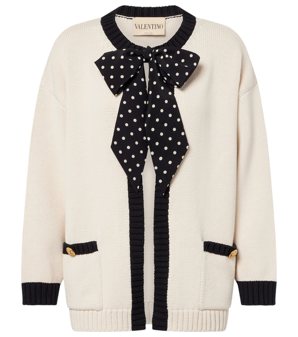 Valentino Garavani Bow-detail cotton-blend cardigan