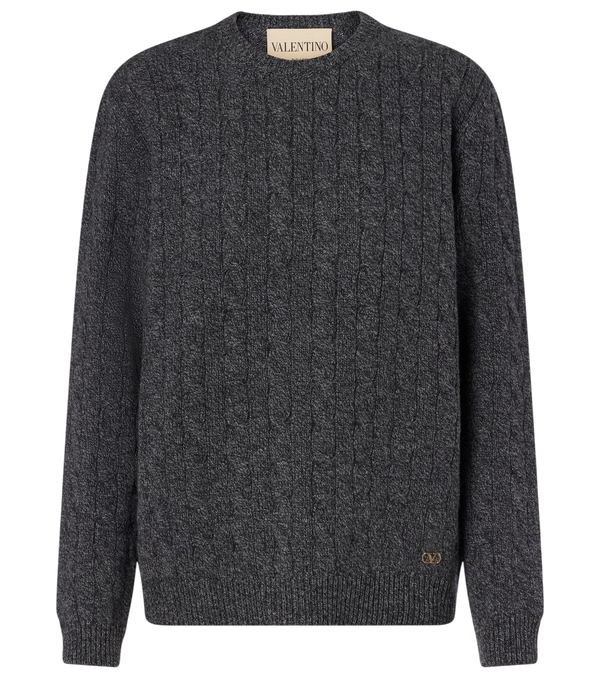 Valentino Garavani Cable-knit virgin wool mouliné sweater
