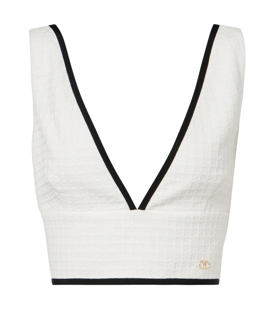 Crop top en tweed de coton Valentino Garavani