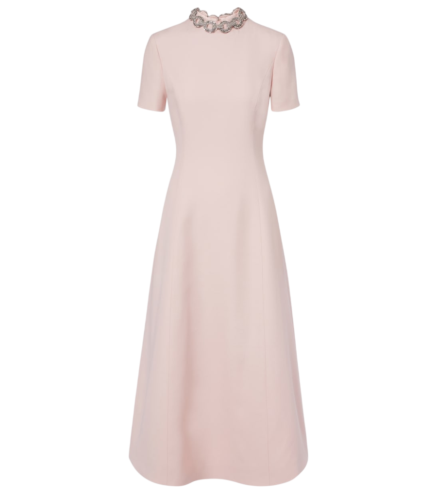 Vestido midi de Crepe Couture con adornos de Valentino Garavani