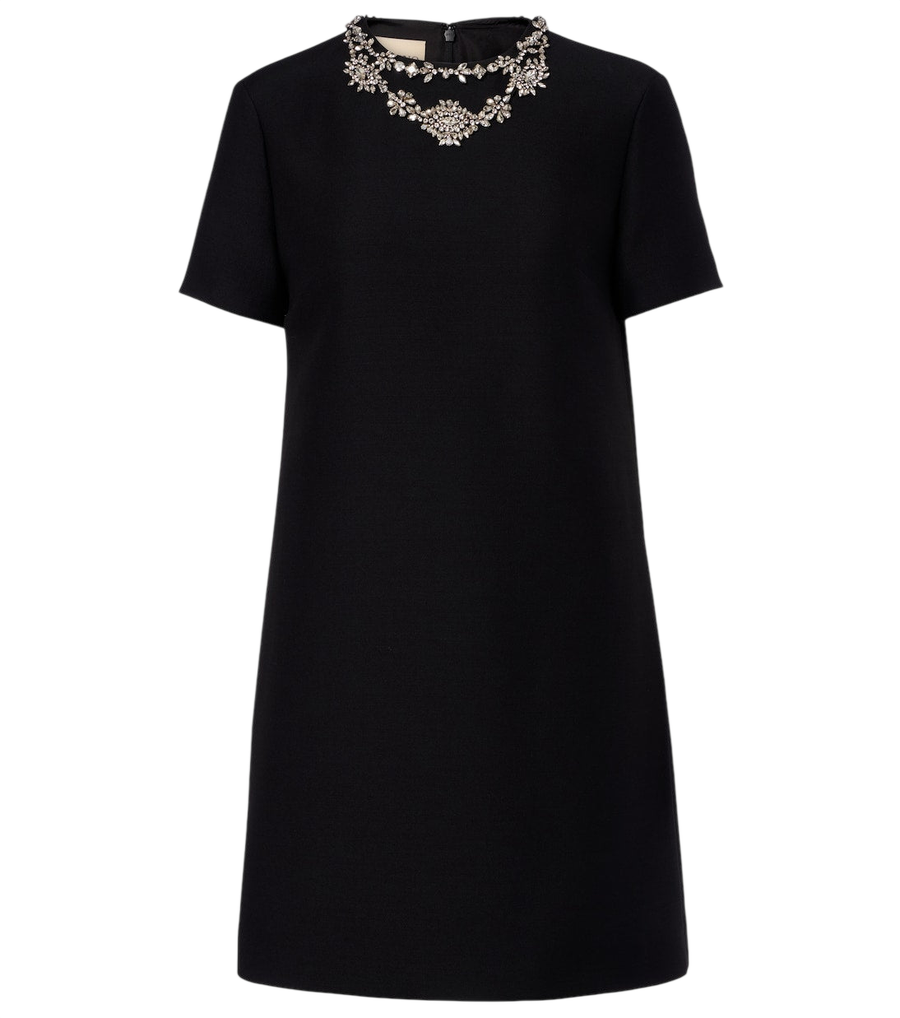 Minirobe Valentino Garavani en crêpe Couture de laine et soie ornée de détails