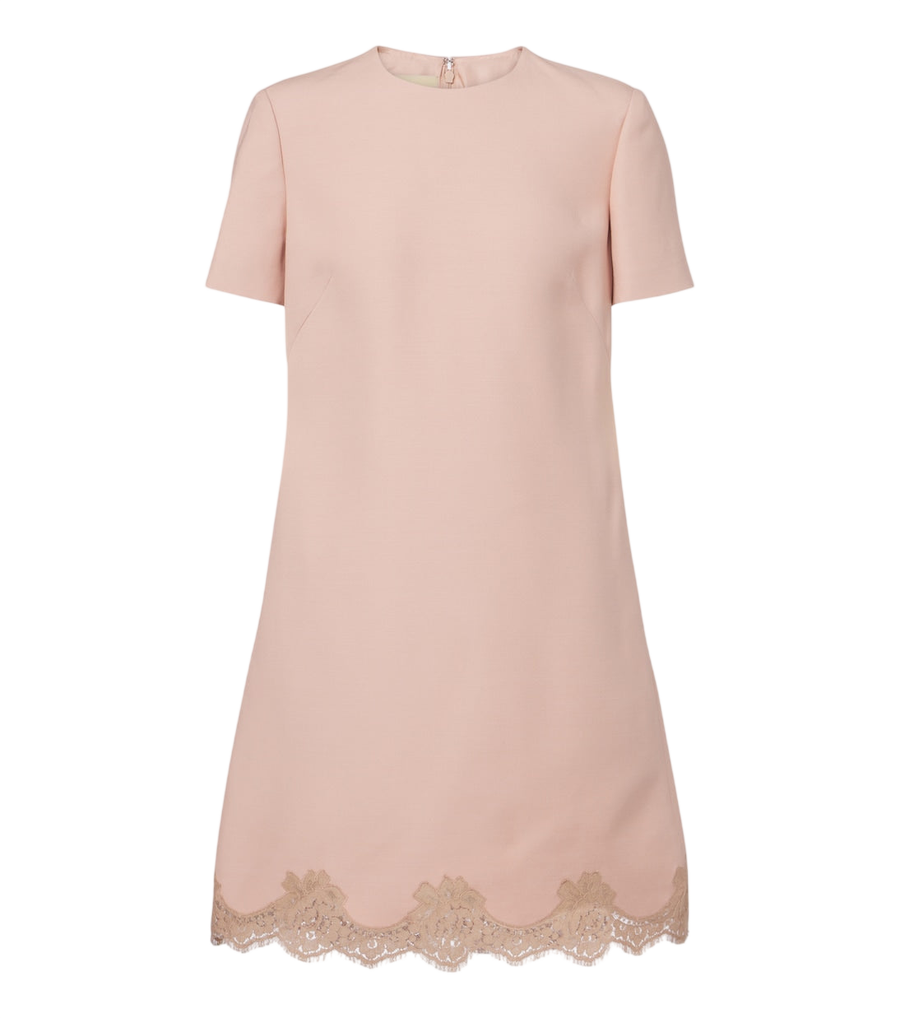 Minivestido Valentino Garavani Crepe Couture con ribete de encaje