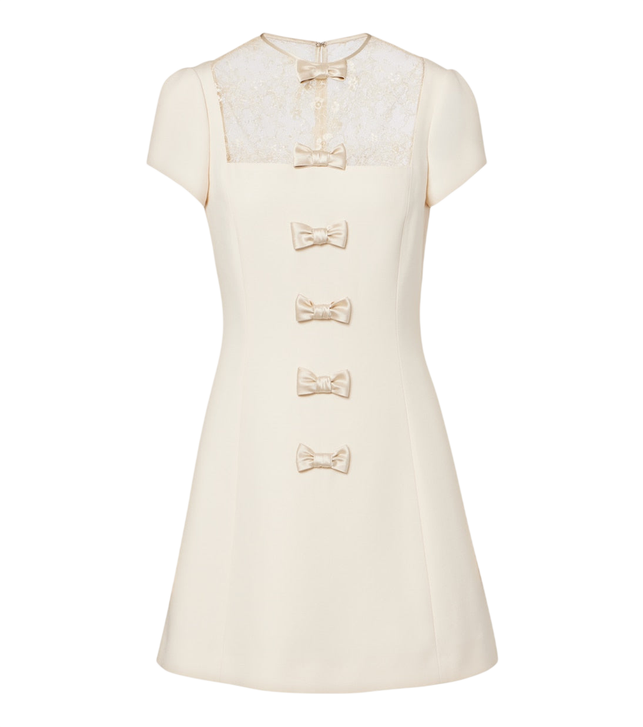 Minivestido de crepé Valentino Garavani con ribete de encaje