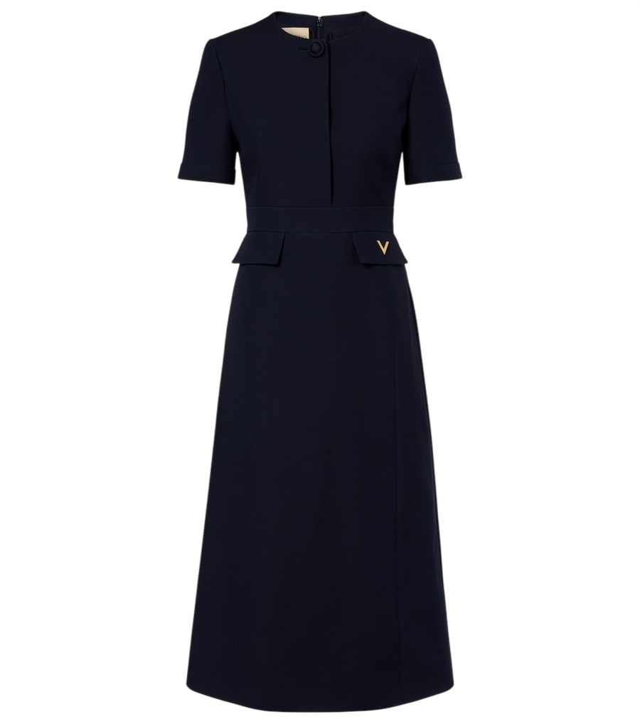 Valentino Garavani Vestido midi Crepe Couture VGold