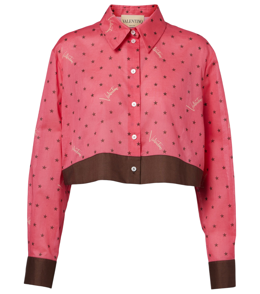 Valentino Garavani Cropped printed cotton shirt