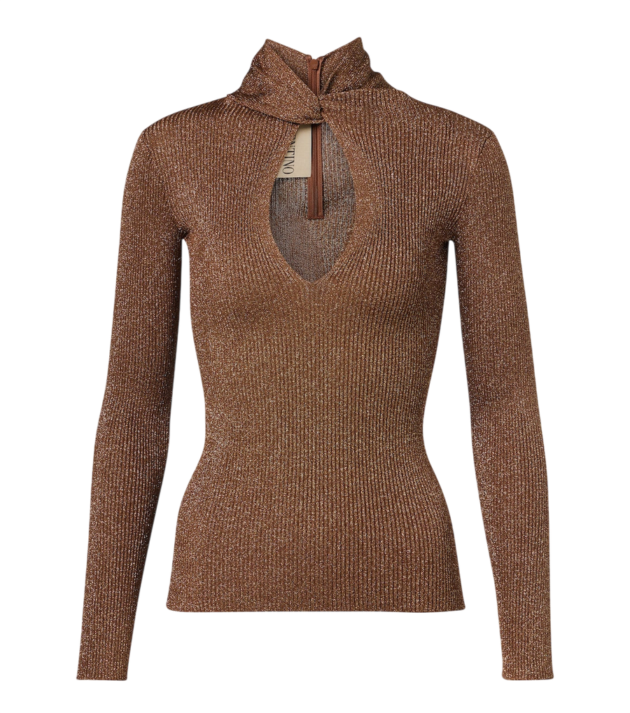 Valentino Garavani Cut-out lamé sweater