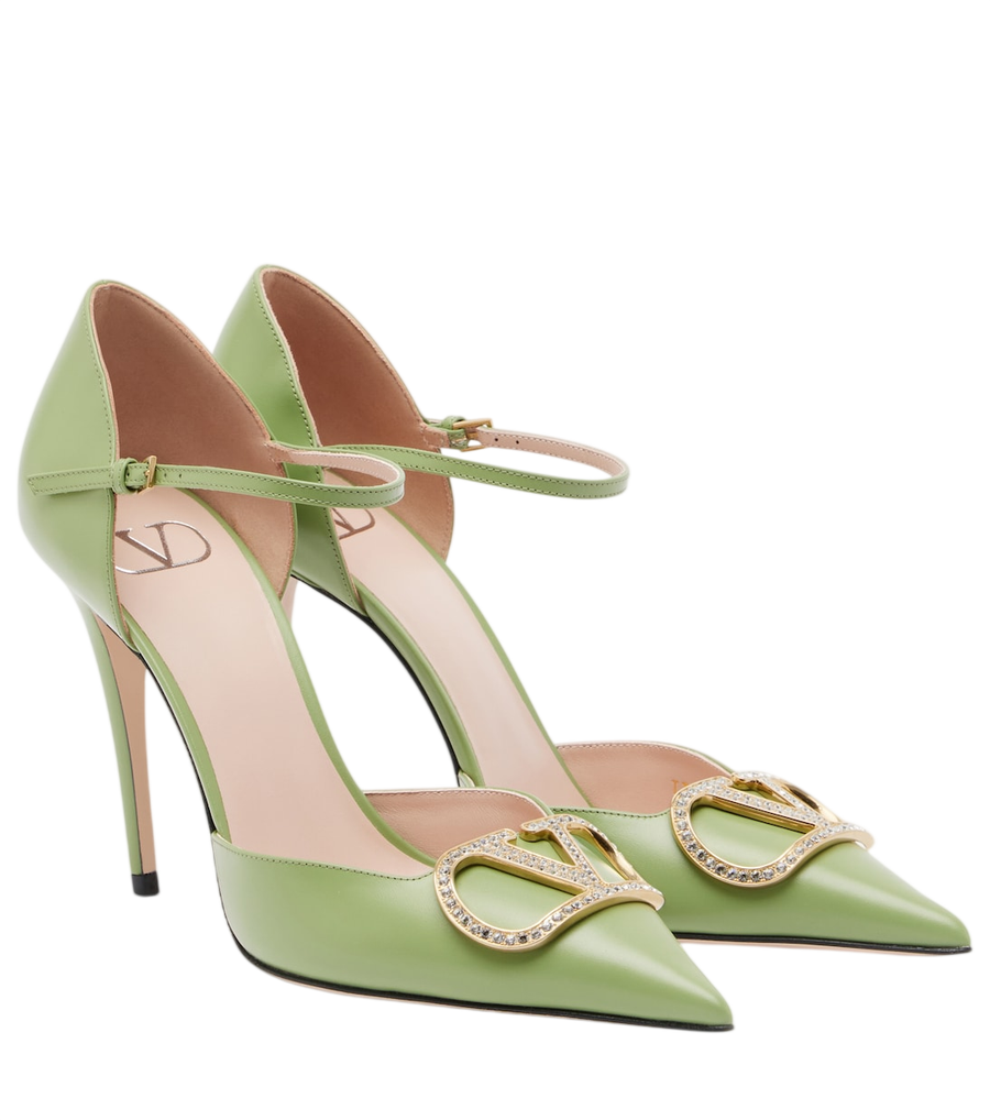 Valentino Garavani D'Orsay VLogo sapatos de couro com aplicações