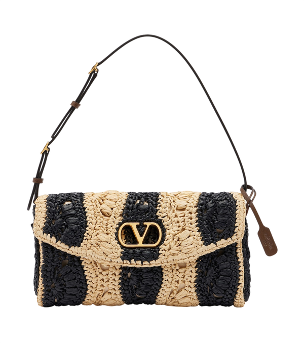 Valentino Garavani DeVain Small raffia-effect shoulder bag