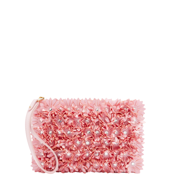 Valentino Garavani Pochette in raso decorata con applicazioni floreali