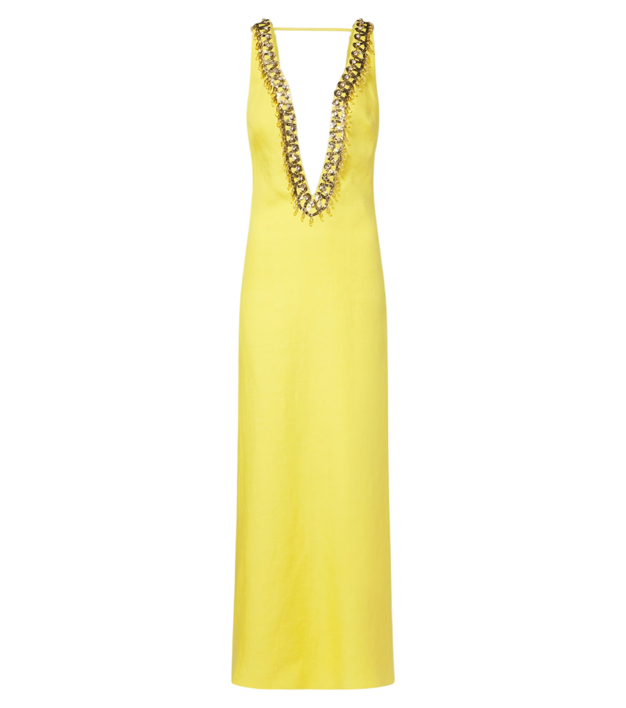 Robe longue en lin ornée Valentino Garavani