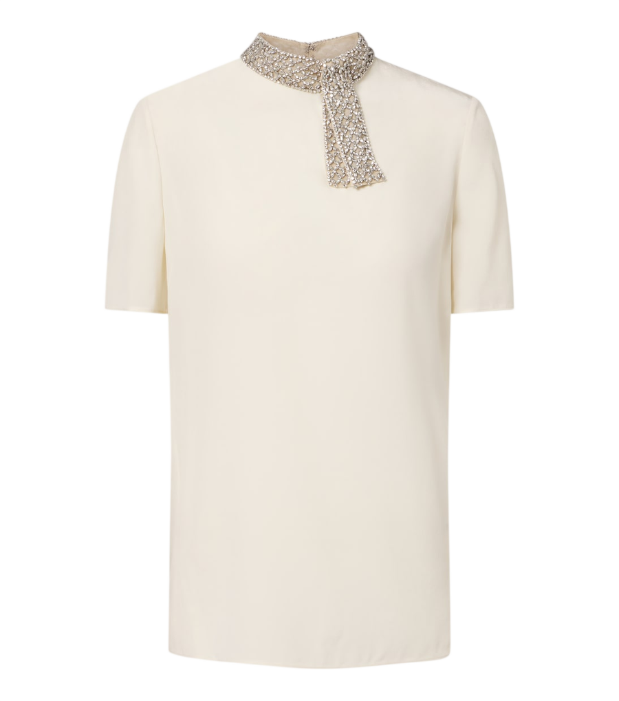 Valentino Garavani Embellished silk crêpe de chine top