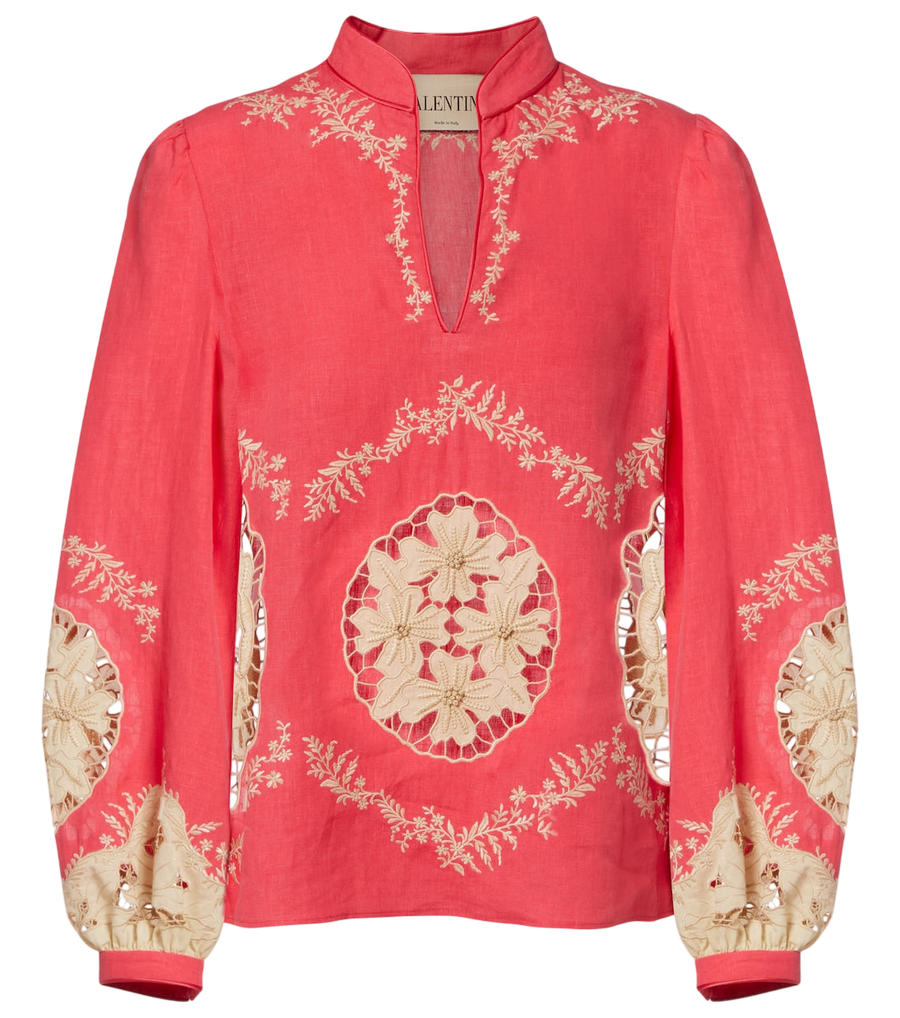 Camisa de lino bordada de Valentino Garavani