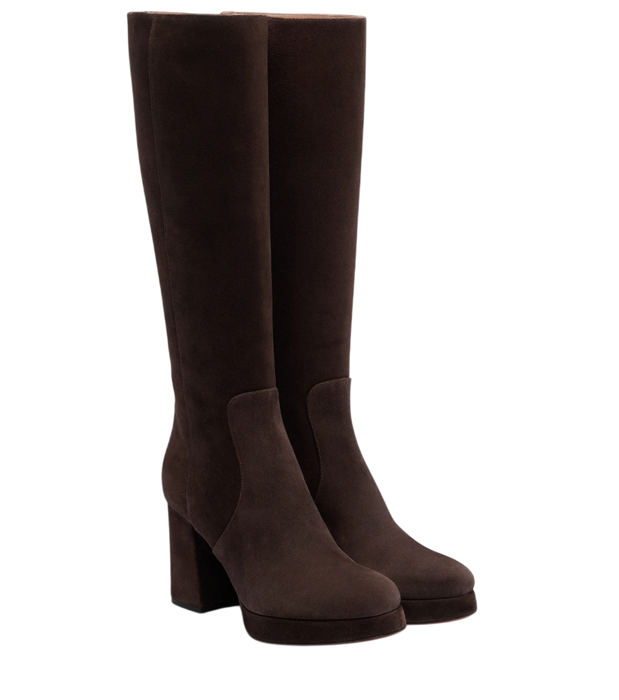 Valentino Garavani Fawcette VLogo suede knee-high boots