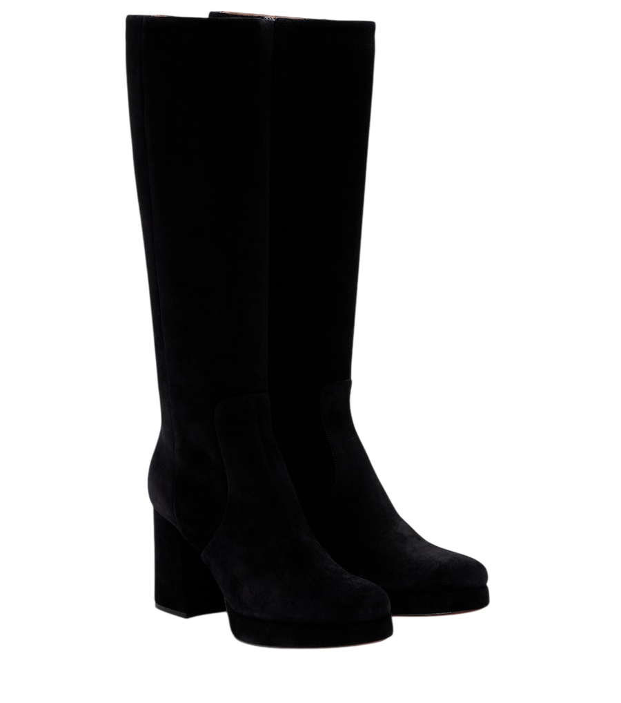 Valentino Garavani Fawcette VLogo suede knee-high boots
