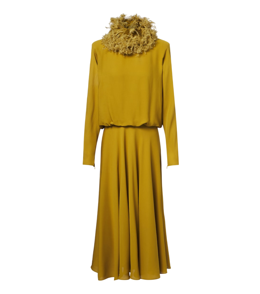 Valentino Garavani Feather-trimmed silk georgette midi dress