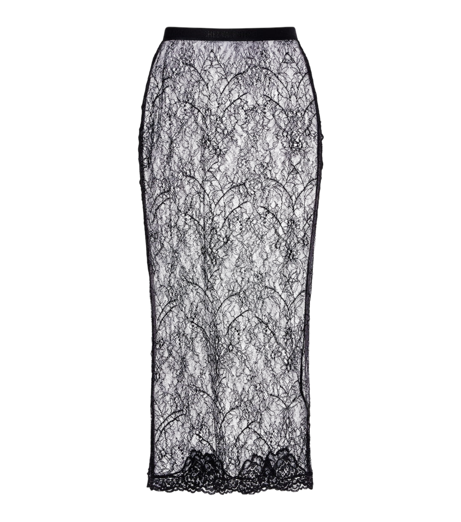 Valentino Garavani Floral sheer lace midi skirt