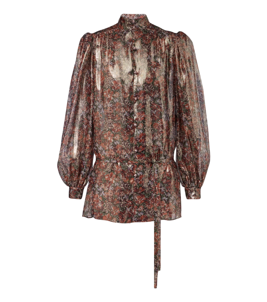 Blouse en lamé mélange de soie à motif floral Valentino Garavani